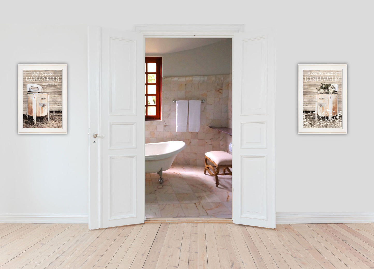 "Laundry Room" 2 Piece Vignette Wall Art by Lori Deiter in White Frame