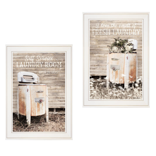 "Laundry Room" 2 Piece Vignette Wall Art by Lori Deiter in White Frame
