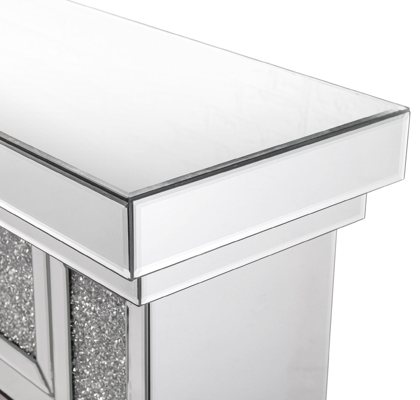 W 47 inch X D 12.6 inch X H 41.7 inch Acrylic diamond mirror mantelpiece, separate mantelpiece Built-in filling: acrylic high imitation drill, 1500 W electric heating furnace