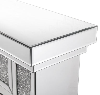 W 47 inch X D 12.6 inch X H 41.7 inch Acrylic diamond mirror mantelpiece, separate mantelpiece Built-in filling: acrylic high imitation drill, 1500 W electric heating furnace