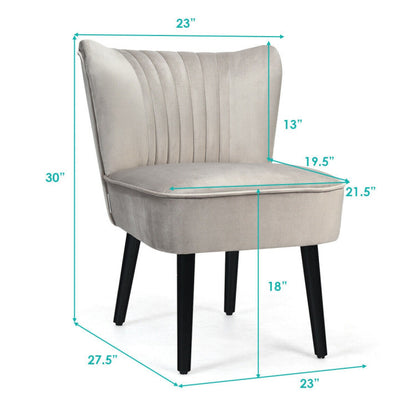 Set of 2 Upholstered Modern Leisure Club Chairs with Solid Wood Legs