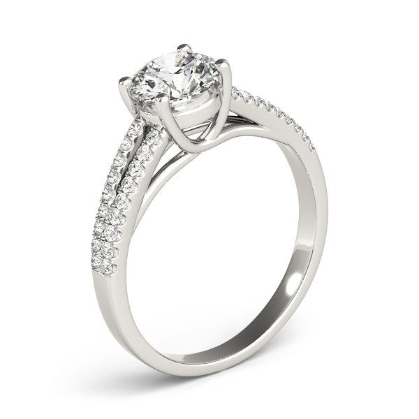White Gold 14k Split Shank Round Diamond Engagement Ring (1 1/8 cttw)