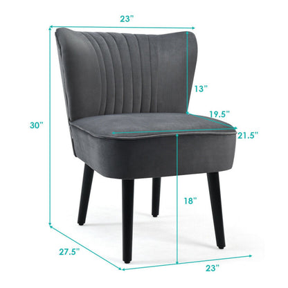 Set of 2 Upholstered Modern Leisure Club Chairs with Solid Wood Legs