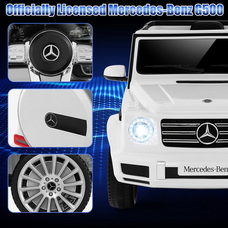 12V Battery Powered Licensed Mercedes-Benz G500 Kids Ride-on Car in White