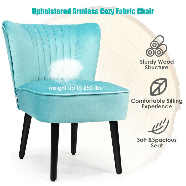 Set of 2 Upholstered Modern Leisure Club Chairs with Solid Wood Legs