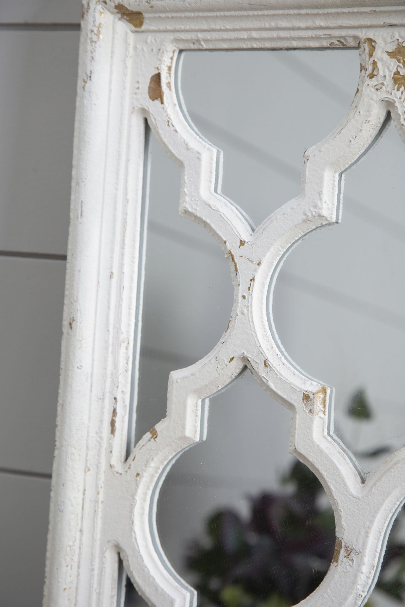 24" x 60" Distressed White Floor Mirror, Full Body Mirror for Bathroom Bedroom Living Room