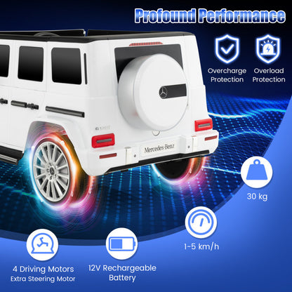12V Battery Powered Licensed Mercedes-Benz G500 Kids Ride-on Car in White