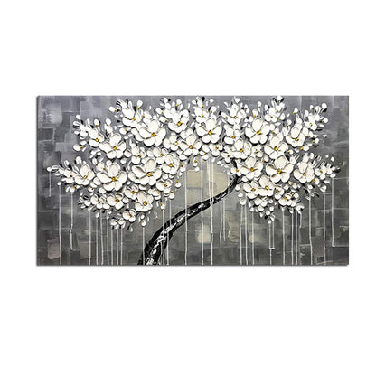 Abstract Knife 3D Flower Picture Wall Art Home Decor Hand Painted Flower Oil Painting on Canvas Handmade white Floral Paintings