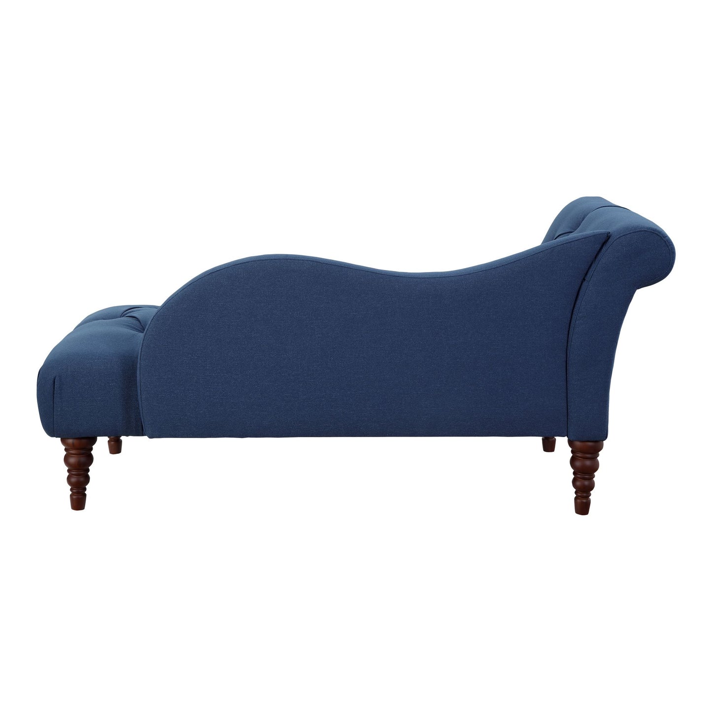1pc Modern Traditional Chaise Button Tufted Detail Blue Upholstery Style Comfort Living Room Furniture Espresso Finish Legs
