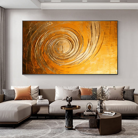 Hand Painted Oil Painting Abstract Gold Circle Oil Painting on Canvas Large Wall Art Original Minimalist Wall Art Golden Decor Custom Painting Living Room Home Decor
