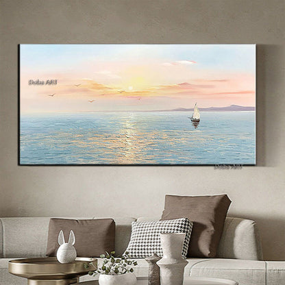 Hand-painted oil painting european-style elegant hanging painting sunrise snow mountain decorative painting fantasy vertical murals large fresh knife painting