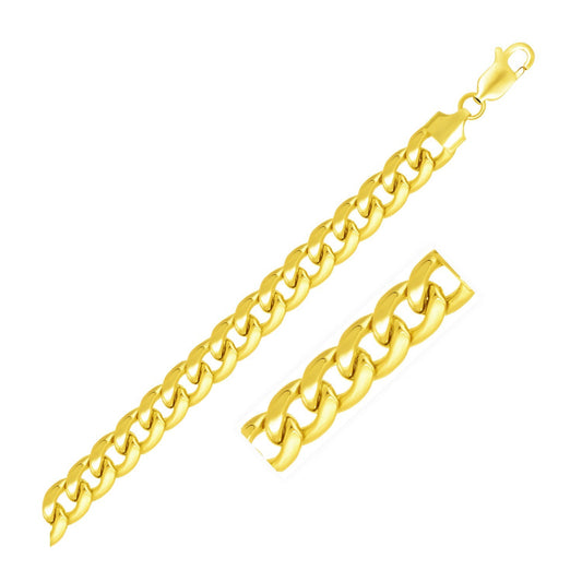 Yellow Gold Miami Cuban Semi Solid Chain (7.8mm 14k)