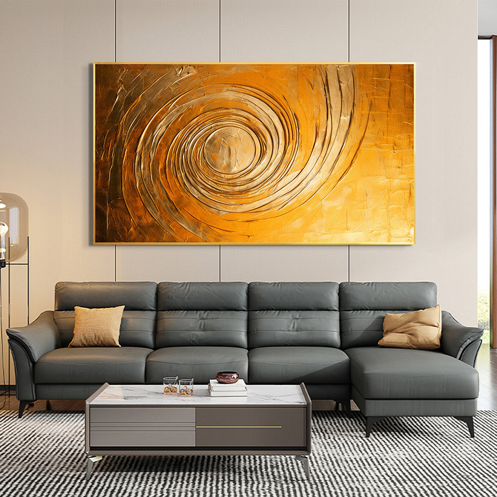 Hand Painted Oil Painting Abstract Gold Circle Oil Painting on Canvas Large Wall Art Original Minimalist Wall Art Golden Decor Custom Painting Living Room Home Decor