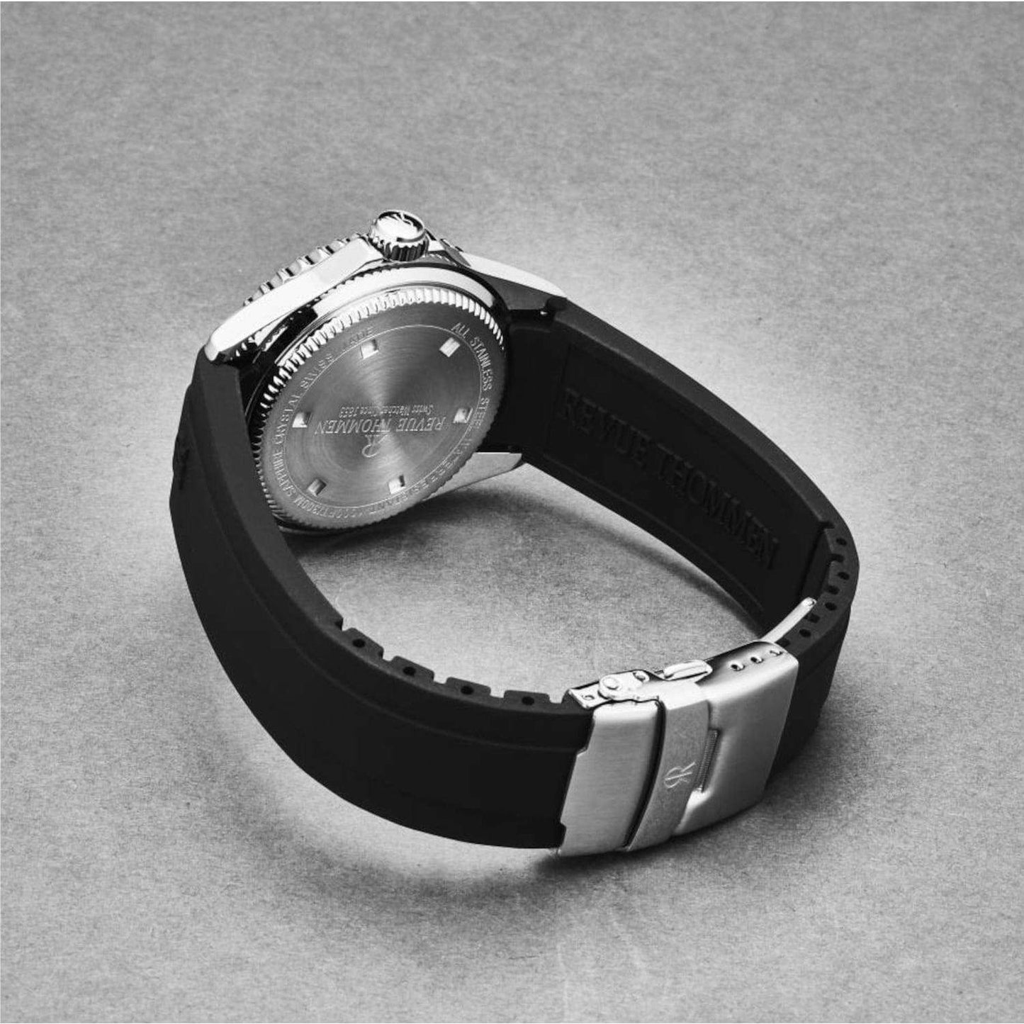 Revue Thommen 17571.2836 Men's 'Diver' Black Dial Rubber Strap Swiss Automatic Watch